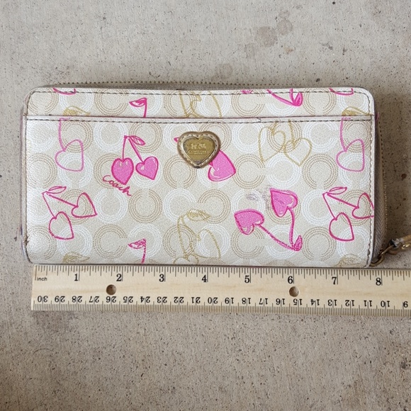 Coach Handbags - Coach signature zip wallet with cherry hearts